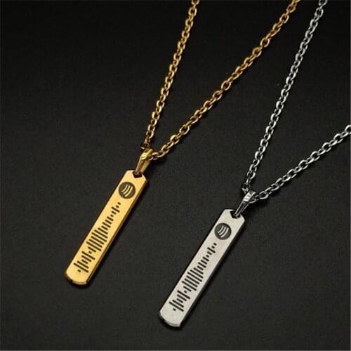 Custom Spotify Code Necklace Stainless Steel Personalized Song Scan Code Pendant Engraved Jewelry for Male and Femal