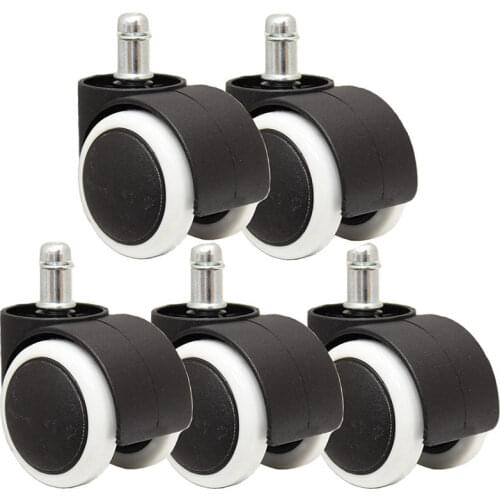 Quality 50mm Office Chair Roller Castor Wheels - Set of 5 - black&white