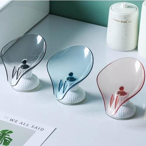 Soap Container Leaf Shape Soap Holder Soap Dish For Bathroom Quick Drain Large Suction Cup Fixed Firmly Bathroom Storage Rack