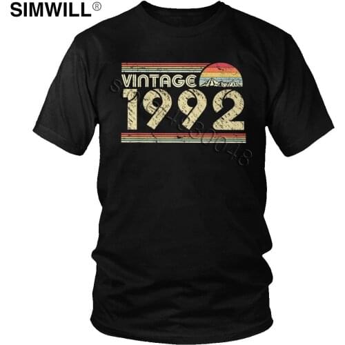 Mens Classic Vintage 1992 T Shirt Birthday Gift T-Shirt Short Sleeves Cotton Casual Tee O-neck Regular Fit Tops Clothing