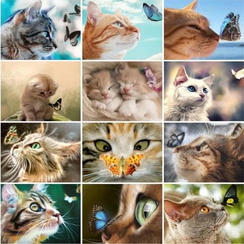 HUACAN Paint By Number Cat Drawing On Canvas Hand Painted Painting Art Gift DIY Pictures By Numbers Animal Kits Home Decor