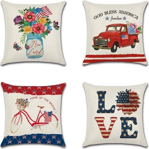 Happy Independence Day Cushion Cover Home Decor Pillow Cover America July 4th Pillow Case 45x45cm USA Independence PillowCase