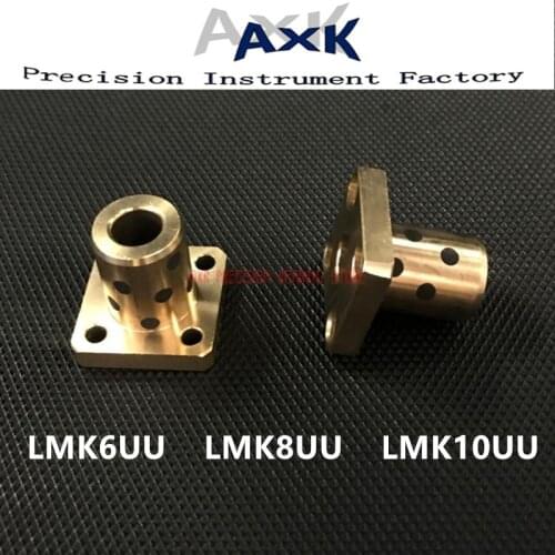 2021 New AXK Lmk6uu Lmk8uu Lmk10uu Flange Linear Bearing Cnc Jdb Solid Embedded Graphite Self-lubricating Oil Copper Sheath