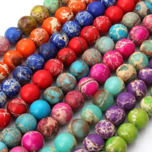 OlingArt 8MM 42pcs/lot Natural Stone Multicolor mixing Sediment Turquoises Imperial Jaspers Beads Diy Beads For Jewelry Making