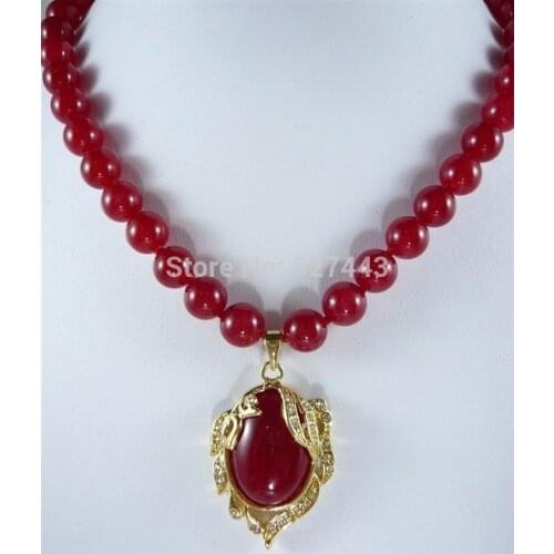Wholesale3214 Amazing 10mm Red Ruby Round Necklace