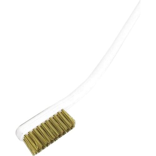Wholesales item 10 Pcs 6.9 "Length Plastic White Handle Bristle Brush brass metal