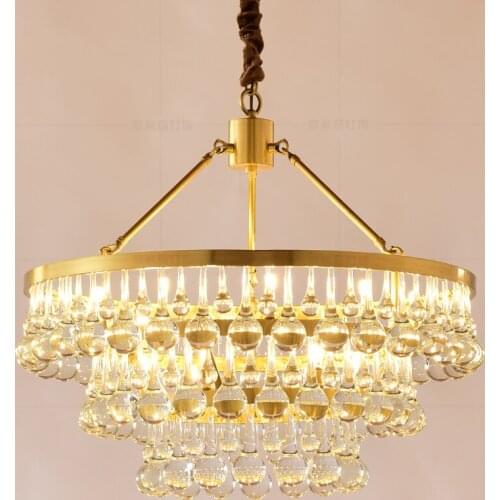 Postmodern light luxury copper chandelier living room dining room bedroom glass crystal chandelier project hotel stairwell