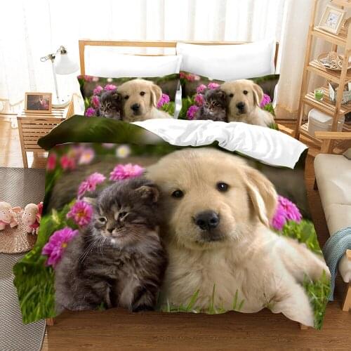 Dropshipping SINGLE only 1 Pillowcase Bedding For Boys Duvet Cover Set Bedding Dog N52 Animal Cartoon Christmas Single size