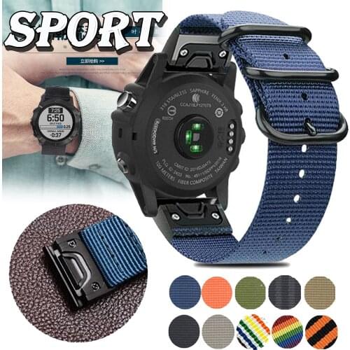 20/22/26MM Sport Nylon Watch Band For Garmin Fenix 6 / 6 Pro / 6S / 6S Pro / 6X / 6X Pro Quick Release Canvas Strap Watchband