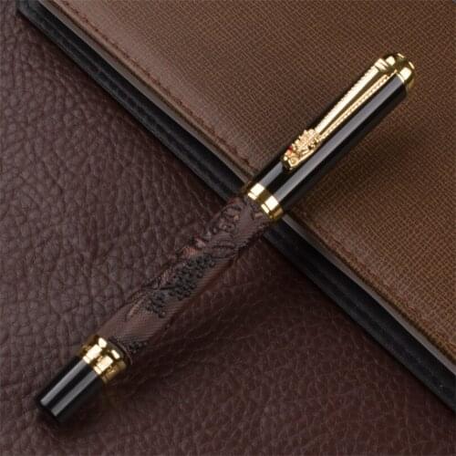 Luxurious High-end quality Metal ink Pen Gold clip Dragon golden Metal iraurita gift stationery set Fountain Pen Gift box