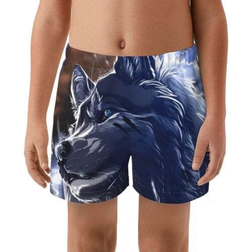 Wolf Multi Prints boy Elastic Swimming Trunk Swimwear Beach Swim Sport Short Briefs Surfing Summer Swimsui Shorts Bathing Suit