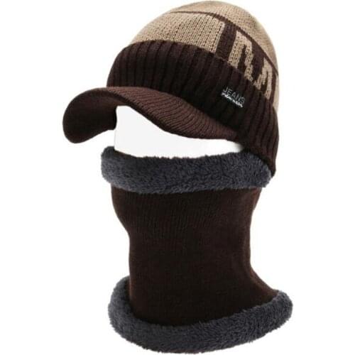 Warm Fluffy Knitted Hat Earmuffs Caps Mens Plush Thick Bomber Hats Novelty Windproof Neck Guard Men Winter Hat Ski Cap Dad Hat