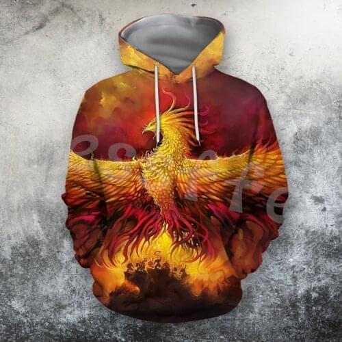 Tessffel Animal Phoenix Queen Tattoo NewFashion Streetwear 3DPrint Men/Women Harajuku Pullover Autumn Long Sleeve Zip Hoodies 10