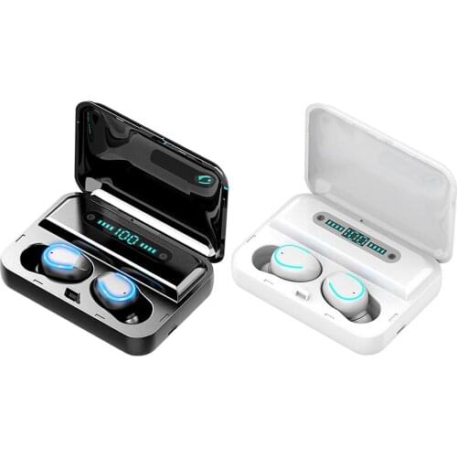 F9-5 TWS Bluetooth 5.0 Earphones HD Voice Graphene Bass Vibrating Membrane Digital Display Stereo U-Type with Charging Box