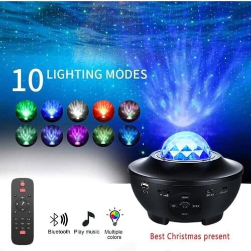 USB LED Star Night Lights Music Starry LED Projector Light Bluetooth Projector Sound-Activated Projector Light Atmosphere Lamps