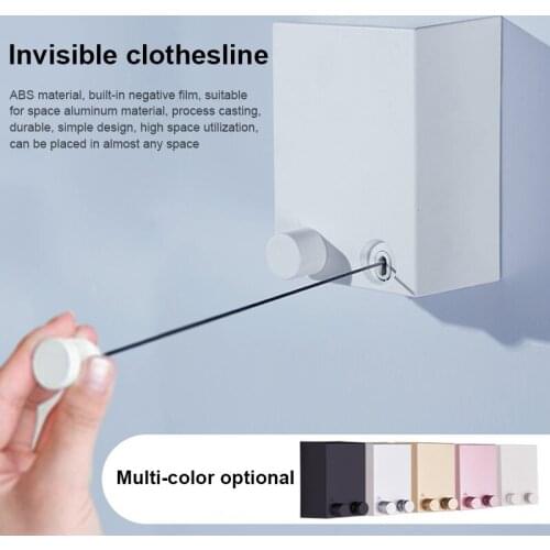 Retractable Indoor Clothes Wall Hanger Magic Drying Rack Balcony Bathroom Invisible Clothesline JA55