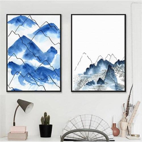 YongHe Unframed Canvas Spray Oil Painting Traditional Chinese Painting Landscape Poetry Landscape Home Decoration