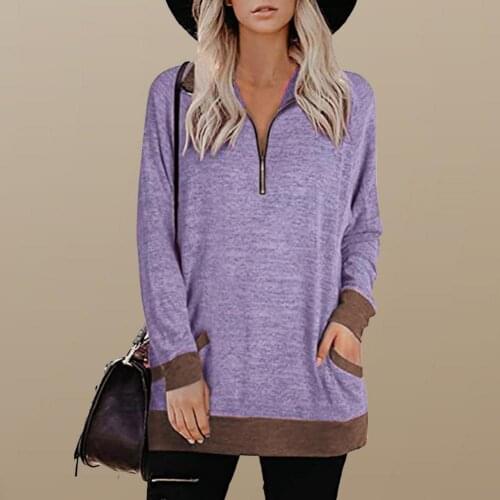 Plus Size XXL Women Sweatshirt Casual Polo Neck High Half Zip Long Sleeve Pullover Running Warm Jacket Comfortable Autumn Clothe