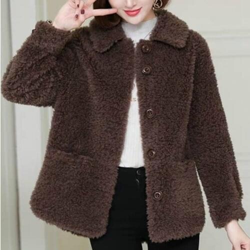 Women 2021 Winter New Natural Fur Short Coat Female Genuine Granular Sheep Jacket Lady Real Casual Sheep Shearing Outerwear C90