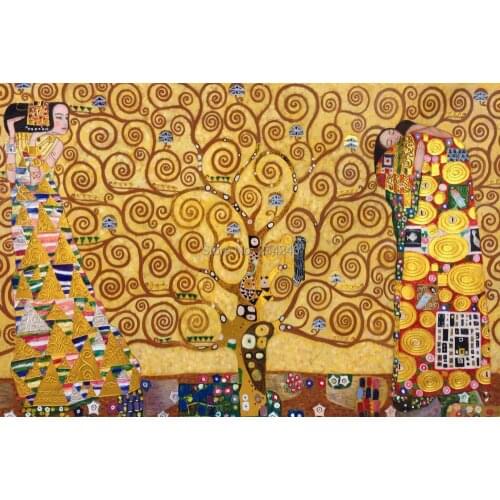 Famous Wall Decoration Painting Gustav Klimt The Tree of Life, Stoclet Frieze,1909 Oil Painting Abstract Canvas Art Handpainted