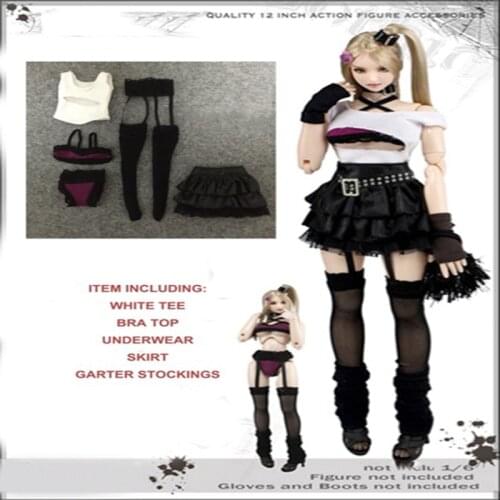 1/6 Fashion Fluffy Short Skirt Punk Suit Costume Models for 12" Collectible Action Figure DIY Accessories