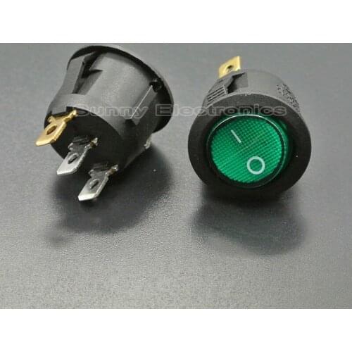 100pcs Green Lighted On-Off Round LIGHT Rocker Switch 3P 10A125V Kit Car