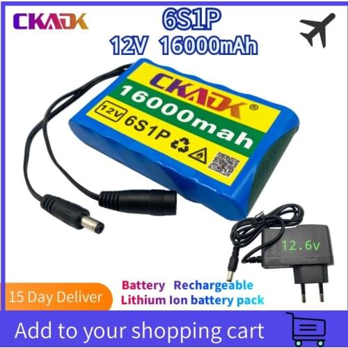 18650 lithium ion battery pack super portable capacity DC 12V 16000mAh Mach CCTV camera monitor + 12.6V1A charger