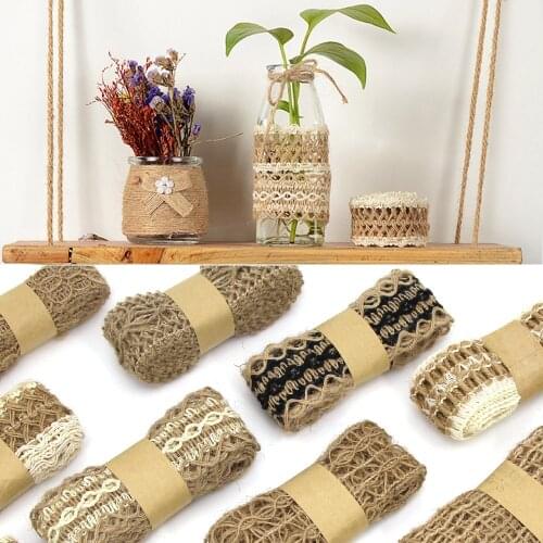 2M/Roll Natural Color Jute Burlap Ribbon Cloth Tapes For Crafts DIY Ribbon Festival Supplies Rustic Vintage Wedding Hemp Ribbon