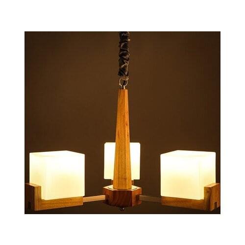 3/5/8 Head Simple & Modern Wooden Dining Room Pendant Lamp Glass Wood Decocation Cafe Light Light Dining Light Free Shipping