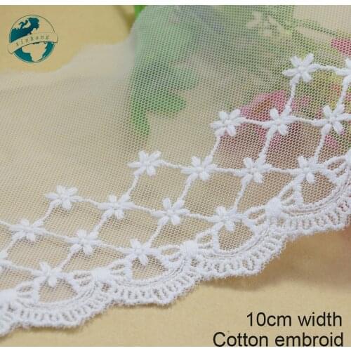 3yards white lace 10cm width cotton Embroid sewing ribbon guipure lace trim or fabric warp knitting DIY Garment Accessories#3002