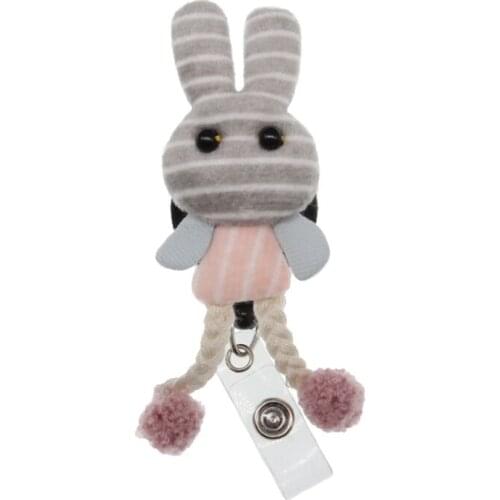 30pcs/lot Free Shipping Retractable Animal Rabbit ID BadgeReel Woman Decorative Brooch