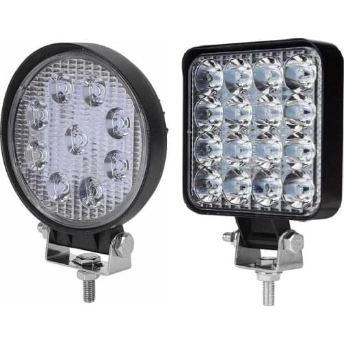 9LED 27W 16LED 48W Work Light 12V 24V Car LED Spotlight Square Round Auto Truck Off Road Mini Ledbar Offroad Accessories