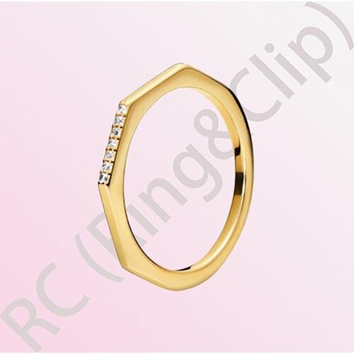 Authentic 100% 925 sterling silver Women ring gold geometric ring multi-faceted ring Women engagement anniversary jewelry gift