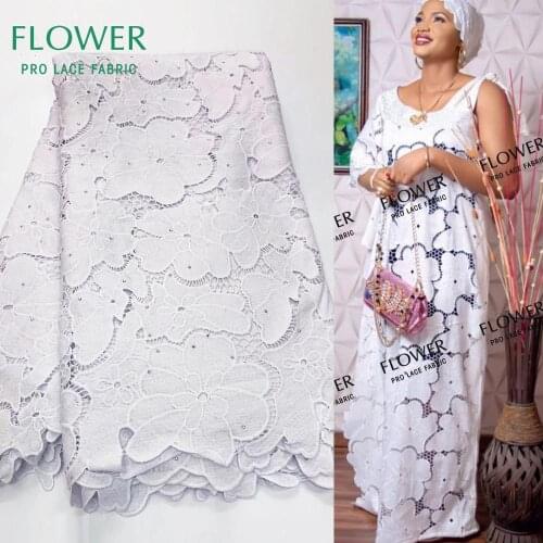 Pure White 2020 Swiss Voile Lace In Switzerland Cord Cotton Laces With Stone Latest Fashion Guinea Evening Party Dry Lace Fabric