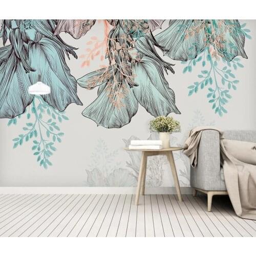 Flower Wallpaper Cheaper Wall Mural HD Minimalist Wall Paper Floral Canvas Prints for Bedroom Background 3d Wallpaper Blue