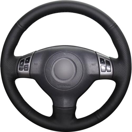 DIY Non-slip Durable Black Natural Leather Car Steering Wheel Cover For Suzuki Sx4 Alto Old Swift