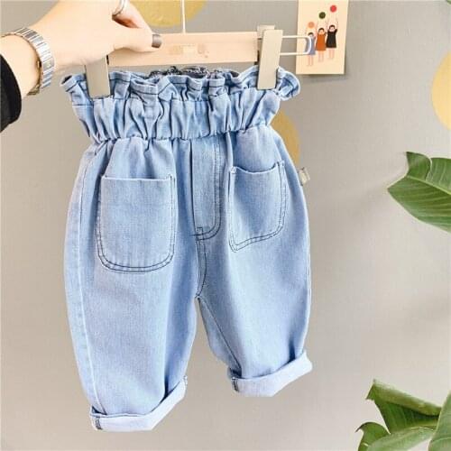 Baby Girls Jeans 2020 Autumn Winter New Childrens Korean Style Baby Girl Cowboy Bud Pants Kids Girls Casual Denim Pants 2-7Y