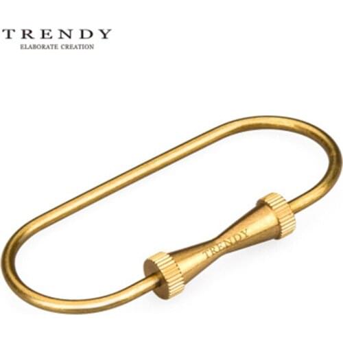 EDC Brass Keychain Handmade Retro Pure Copper Car Keychain Waist Ring Buckle Outdoor Hiking Camping Anti-lost Keychain