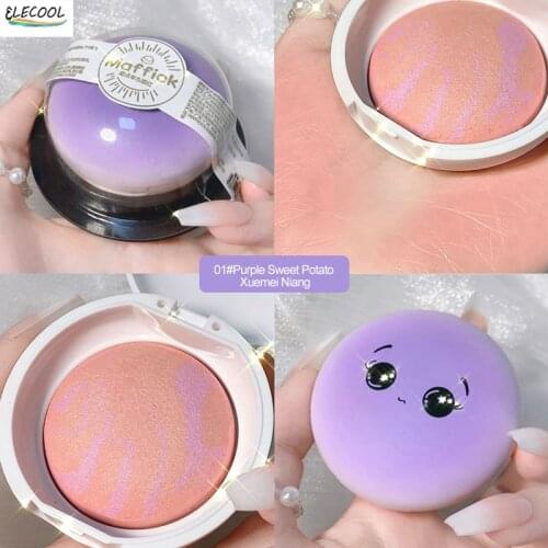 ELECOOL 1Pcs Blush Velvet Matte Blusher Facial Pigment Lasting Natural Cheek Blush Face Contour Brightens Makeup Cosmetics Tools