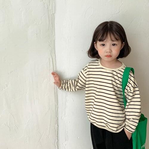 BOBOTCNUNU Kids T-shirt 2021 New Boys Girls Long Sleeve Striped Tops Bebe Spring Autumn Cotton T-shirts Outfits