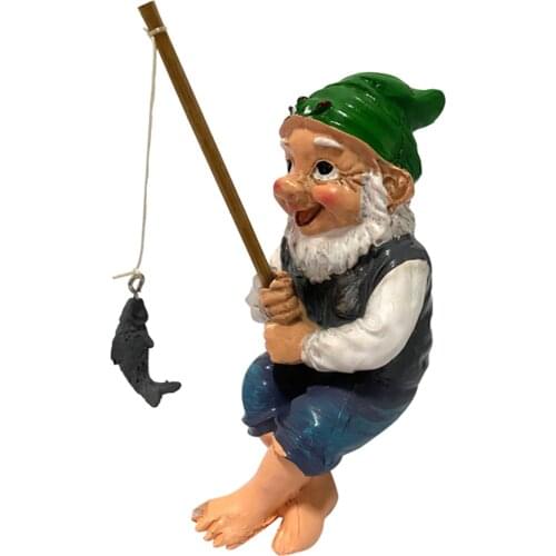 Fishing Gnome Statue Hand-paint Dwarf Resin Crafts Ornament For Home Garden Courtyard Decoration Decor