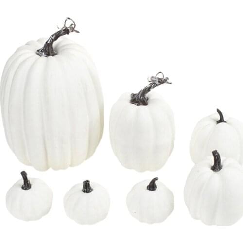 7pcs Artificial Pumpkins Assorted Fake Simulation Pumpkin for Halloween Thanksgiving Party Home Decoration
