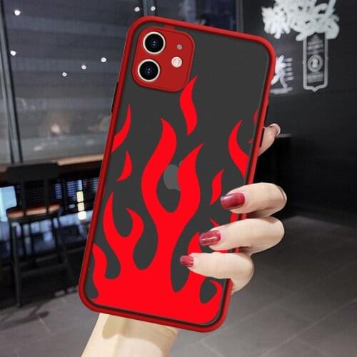 JAMULAR Cool Flame Pattern Fire Phone Case For iPhone 11 Pro 12 7 X XS MAX XR SE20 8 6Plus Shockproof Silicone Cover Candy Coque