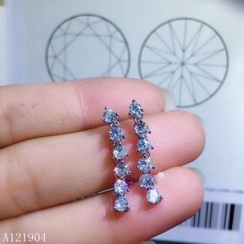 KJJEAXCMY fine jewelry 925 sterling silver inlaid natural Mosang diamond female earrings support detection