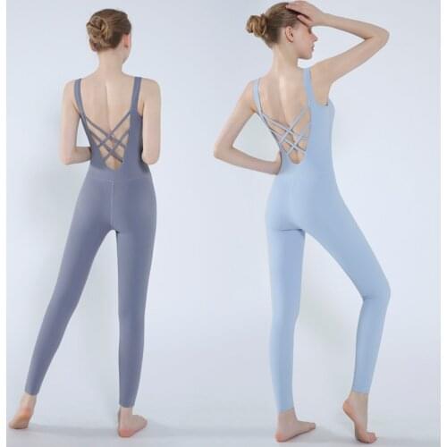 Cross Back Yoga Jumpsuits With Pads High Stretchy Fitness Bodysuits Female Sports Tracksuits One-Piece Overall Gym Clothing