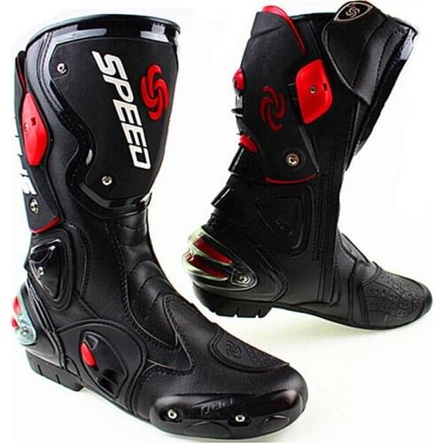 Microfiber Leather Motorcycle boots Mens SPEED Racing dirt bike Boots Knee-high Motocross Boots Riding Motorboats
