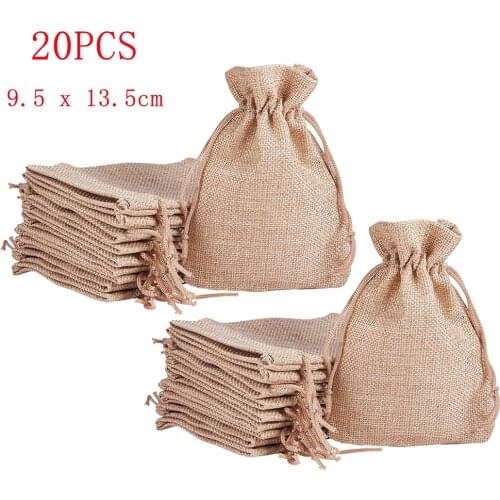 20Pcs Drawstring Bags, Reusable Natural Linen Bags Bulk Gift Bag Jewelry Pouch for Party Wedding Home Storage