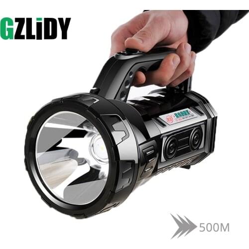 Powerful LED Spotlight Rechargeable Super Bright Searchlight Waterproof Flashlight Fishing Torch Lantern Can Charge The Phone