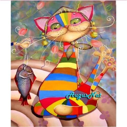 Color cat diamond painting full square diamond dotz kits animals resin beads pictures diamond oil painting wall art craft gift