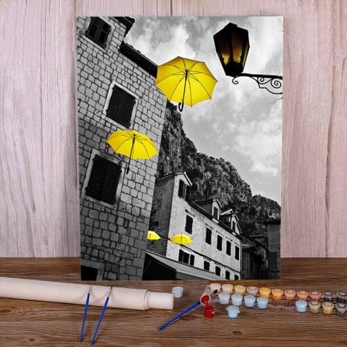 Black And White Landscape DIY Paint By Numbers Complete Kit Oil Paints 40*50 Picture By Numbers Photo Home Handicraft